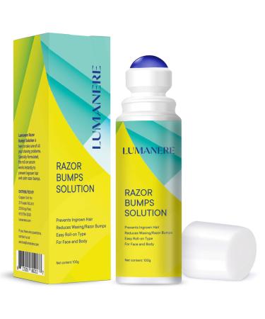 Lumanere Razor Bumps Solution for Ingrown Hair, Hair Inhibitor – After Shave Serum, Roll-on for Bikini Area, Legs and Underarm Area for Men and Women