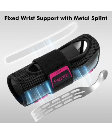 FREETOO Fitted Wrist Brace for Carpal Tunnel Relief - Adjustable Night Support with Metal Splint for Arthritis & Tendonitis - Right/Left Hand Size S/M (13-20CM) - Black Red - Buy Online on GoSupps.com