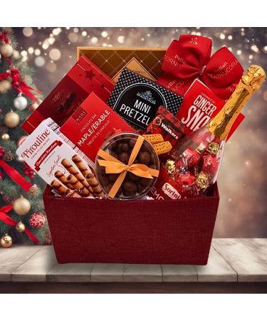 Holiday Love Chocolate Gift Basket - Champagne Bottle Filled with Truffles Fudge Cookies Nuts - Birthday Get Well Anniversary Corporate Party Holiday - by Pellatt Cornucopia - Buy Online on GoSupps.com