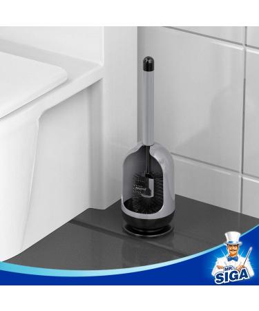 MR.SIGA Toilet Bowl Brush and Holder - Non-Scratch TPR Bristles - Under-Rim Brush Head - Gray & Black - 1 Pack - Buy Online on GoSupps.com