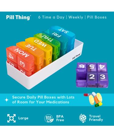 6 Times a Day Weekly Pill Organizer with Holder Tray - Multicolor Medicine Box for Vitamins & Supplements | 7 Day Pill Case - Buy Online on GoSupps.com
