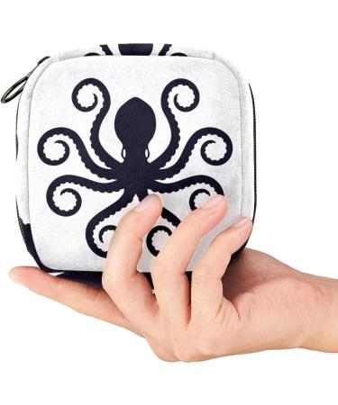 Octopus Silhouette Sanitary Napkin Storage Bag | Portable Period Pocket for Women & Teen Girls | Menstrual Cup Organizer - Buy Online on GoSupps.com