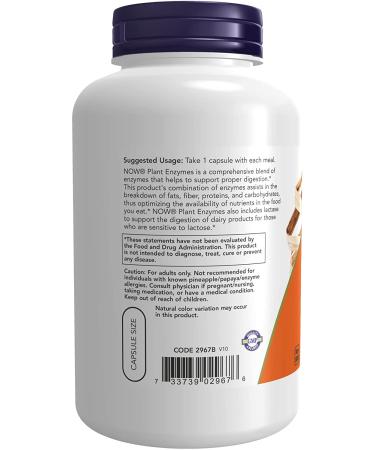 Now Foods Plant Enzymes - 240 Veg Capsules for Digestive Health | Natural Enzyme Supplement - Buy Online on GoSupps.com