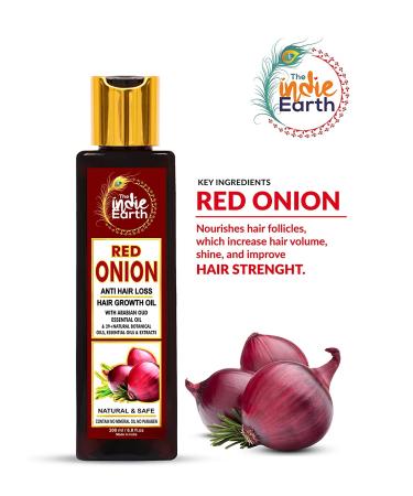 Indie Earth Red Onion Oil for Hair Loss - Argan, Jojoba & Rosemary - 200ml - Buy Online on GoSupps.com