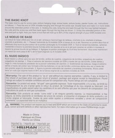 OOK 15 ft. Invisible Hanging Wire  50 lbs. Capacity  Self Tying Wires  Ideal for Picture Hanging and Planters - Buy Online on GoSupps.com