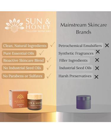 Beef Tallow for Face Tallow Face Moisturizer with Castor Oil Luxury 100% Grass-Fed Tallow Balm for Dry & Mature Skin | Cosmetic Grade | Sun & Honey - Buy Online on GoSupps.com