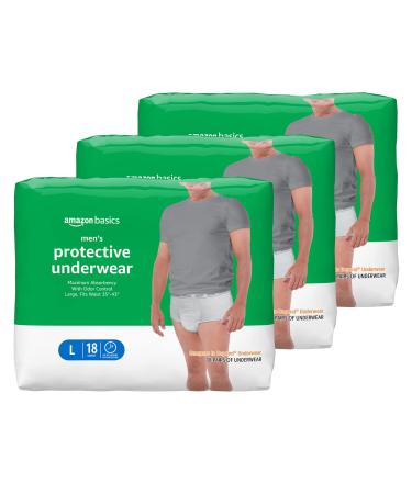 Amazon Basics Incontinence Underwear for Men, Maximum Absorbency, Large, 54 Count, 3 Packs of 18 (Previously Solimo) Large (Pack of 54) - Buy Online on GoSupps.com