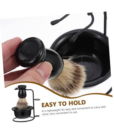 Minkissy Beard Set - Metal Shaving Rack Bowl & Brushes for Men | Premium Stainless Steel - 11.5x8.5cm Black - Ideal for Grooming - Buy Online on GoSupps.com