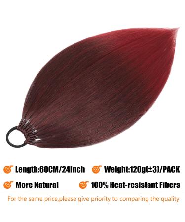 60 cm Red Wine Straight Ponytail Hairpiece - Synthetic Hair Extensions for Women & Girls - Buy Online on GoSupps.com