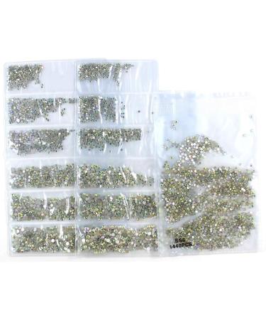 Rhinestone Nail Art Studs Set - 4906pcs Circular Glass Stones for 3D Nails (1.3mm-2.8mm) - Crystal AB | Manicure Decorations - Buy Online on GoSupps.com