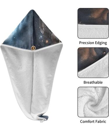 Dog Astronaut Hair Towel 2 Pack - Super Absorbent Quick Dry Hair Turbans for Women & Girls | Head Towel with Button Twisty Wrap - Buy Online on GoSupps.com