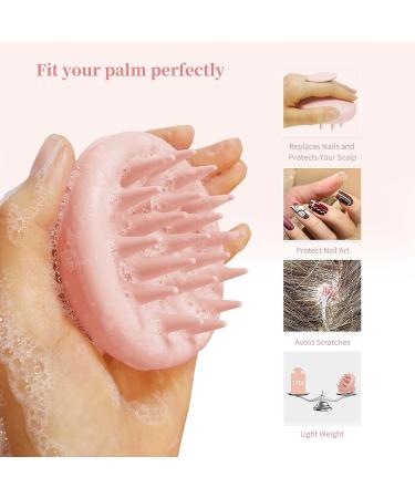 Silicone Hair Scalp Massager Brush for Hair Growth & Dandruff Exfoliation - Wet/Dry Scalp Stimulator with Wall Hook - Light Pink - Buy Online on GoSupps.com
