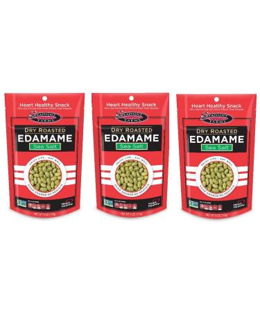 Seapoint Farms Dry Roasted Edamame, Sea Salt, 4-Ounce Pouches, (3 pack)