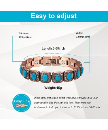 Shop Pure Copper Adjustable Magnetic Turquoise Bracelet for Women - Healthy Jewelry Gift - Buy Online on GoSupps.com