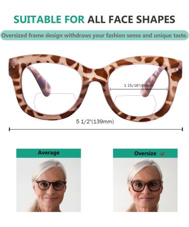 Eyekepper 4-Pack Bifocal Reading Glasses for Women - Large Frame Clear Lens +2.00 - Stylish & Comfortable Readers - Buy Online on GoSupps.com
