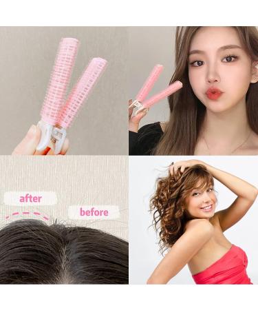 Self Grip Hair Rollers with Clips - 4PC Volumizing Bangs Curler Set for DIY Styling - Portable Pink Hair Accessories - Buy Online on GoSupps.com