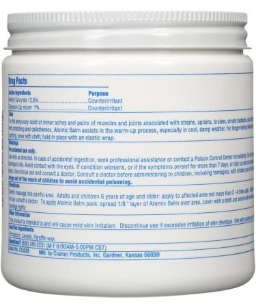 Cramer Atomic Balm Medium Strength Pain Reliever for Strains & Sprains | 1lb Jar for Athletes | Relieve Joint & Arthritis Pain - Buy Online on GoSupps.com
