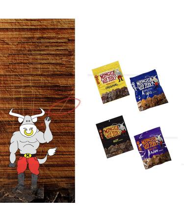 Mingua Beef Jerky Sampler Pack - 100% US Beef, Nitrite-Free - 4 x 3.5 Oz Bags - Buy Online on GoSupps.com