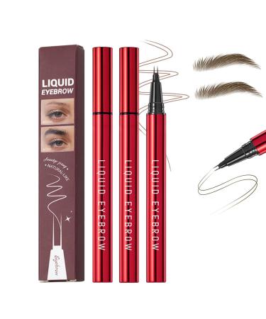 KTouler 2 Satuks Dark Brown Microblading Eyebrow Pen Waterproof SmudgeProof Long Lasting Eyebrow Pencil 2 Fork Tips for Defined Eyebrows Natural Looking Hairlike Eyebrow Makeup Multicolored 1 piece 2er Pack
