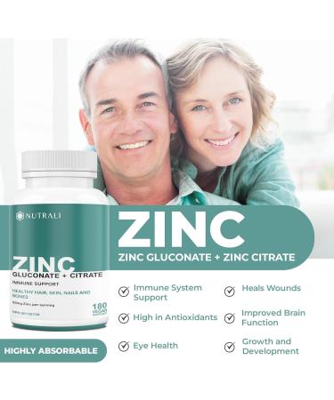 Zinc Supplements 50mg - Nutrali Zinc Bisglycinate High Absorption Formula for Immune Support Skin Hair & Nails 180 Vegan Non-GMO Gluten-Free Capsules 180 count (Pack of 1) - Buy Online on GoSupps.com