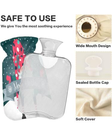 Merry Christmas Hot Water Bottle - 2 Litre Fleece Cover for Hot & Cold Compresses | International Shipping Available - Buy Online on GoSupps.com