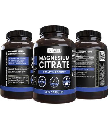 365 Capsules Pure Magnesium Citrate | Lab Verified, No Fillers | 365 Count - Buy Online on GoSupps.com