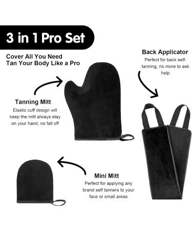 Ensemble de gants autobronzants 3 en 1 r utilisables pour applicateur de dos autobronzant (noir) - Buy Online on GoSupps.com