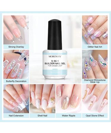 Morovan Clear Builder Gel - 5-in-1 Brush-On Hard Gel for Quick Nail Extension - Professional 15ml UV LED Builder Gel - Buy Online on GoSupps.com