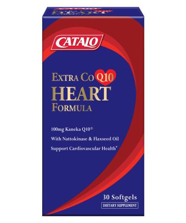 Catalo Naturals Extra CoQ10 Heart Formula with Nattokinase & Flaxseed Oil 30 Softgels