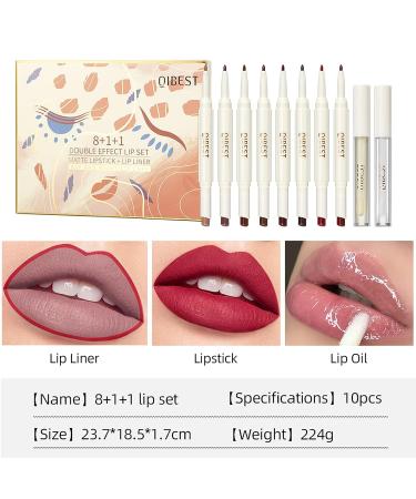 10Pcs Lip Liner and Lipstick Set + 8Pcs 2 in 1 Matte Lipstick + Lip Oil | Waterproof Long Lasting Makeup Kit - Perfect for Daily, Travel, Party & Work - Buy Online on GoSupps.com