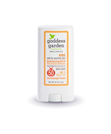 Goddess Garden Kids SPF 50 Mineral Sunscreen Stick for Sensitive Skin (0.6 oz.), Reef Safe, Clear Zinc Oxide, Broad Spectrum, Water Resistant, Non-Nano, Vegan, Leaping Bunny certified Cruelty-Free