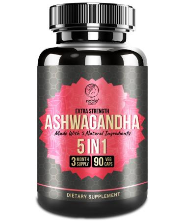 Ashwagandha Supplement with Turmeric Rhodiola Rosea Ginger Root and Black Pepper Extract - 90 Veg Capsules