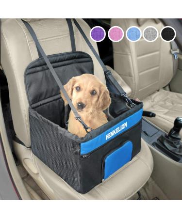Henkelion Small Dog Car Seat, Dog Booster Seat for Car Front Seat, Pet Booster Car Seat for Small Dogs Medium Dogs Within 30 lbs, Reinforced Dog Car Booster Seat Harness with Seat Belt Black