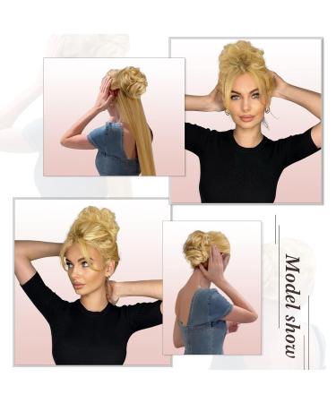 Chocolate Brown with Light Golden Blonde Highlights Real Human Hair Claw Clip Messy Bun Extension for Women - Buy Online on GoSupps.com