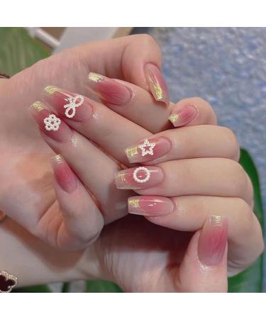 Pearl Nail Charms 200 Pcs Pearls Nail Art Charms 3D Love Heart Star Flower Bow Nail Art Decorations for Nail Art Design DIY Crafting (Beige) - Buy Online on GoSupps.com
