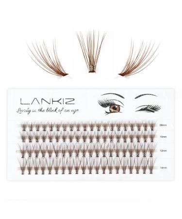 LANKIZ Brown Individual Lashes, 20D Colored Cluster Lashes for DIY Eyelash Extension, 0.07mm 8-14mm Mix Faux Mink False Lash Extensions for Home & Salon Use 20D-Brown