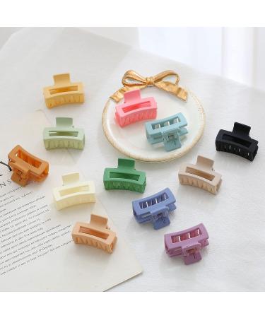 12 PCS Mini Hair Claw Clips for Women Girls - Non-slip Rectangle & Square Hair Jaw Clips in Multi-colored - Ideal for Thin to Medium Hair - Buy Online on GoSupps.com