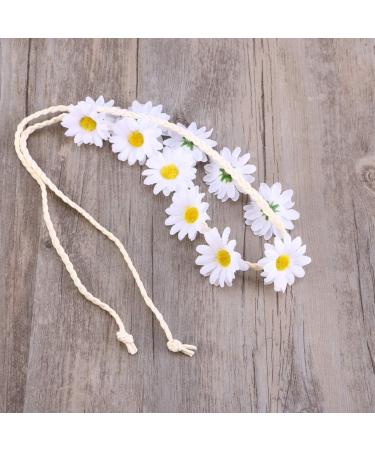 SOLUSTRE Daisy Flower Headband Boho Sunflower Crown Hair Wreath Floral Garland Crown Boho Headpiece Bridal Hair Band (White) - Buy Online on GoSupps.com