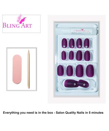 Shop False Nails Bling Art Purple Matte Oval - 24 Medium Tips with Glue | Trendy & Durable Artificial Nails for All Occasions - Buy Online on GoSupps.com