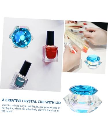 Healeved 1pc Nail Art Crystal Cup Bowl Nail Dappen Dish Stirring Cup Container with Lid DIY Tools Acrylic Nail Tools Mixing Cups Crystal Art Glass Liquid Nail Polish 7.5x6cm Blue - Buy Online on GoSupps.com