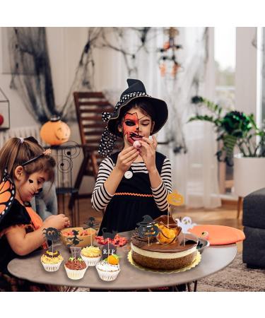 125 Pieces Halloween Cupcake Toppers Picks Halloween Cupcake Decorations for Halloween Birthday Party Supplies - Buy Online on GoSupps.com