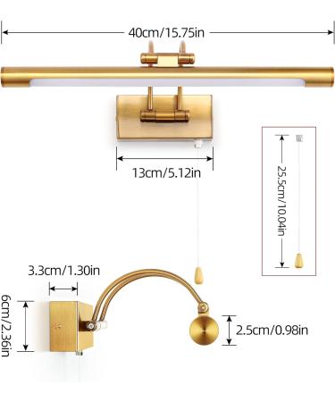 Mantolite LED Picture Lamp 8W 40cm Brass - Swiveling Head 3000K Interior Lighting Ideal for Art Display - Buy Online on GoSupps.com
