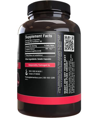 Pure Longjack (Tongkat Ali) 365 Capsules - No Fillers, Lab Verified, 365 Count - Buy Online on GoSupps.com