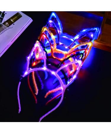 10Pcs LED Cat Ear Flower Crown Headband - Light Up Glow Hairband for Women, Girls - Perfect for Concerts, Parties, Halloween - Buy Online on GoSupps.com