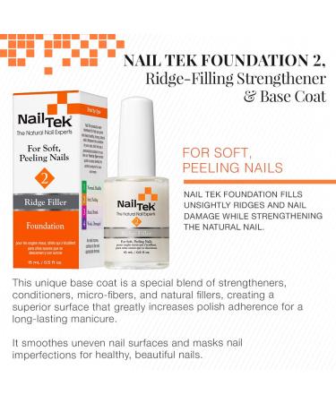 Nail Tek Foundation 2 Ridge Filling Base Coat 0.5 oz - Strengthen Soft & Peeling Nails - Buy Online on GoSupps.com