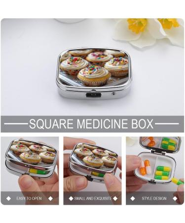 Buy Stylish White Icing Print Pill Box | 2 Compartment Medicine Organizer | Portable Metal Pill Case for Pocket or Purse - Buy Online on GoSupps.com