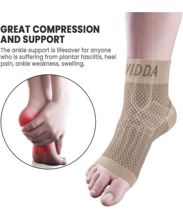 AVIDDA Plantar Fasciitis Support Socks XL - Compression Foot Sleeves for Sprained Ankles, Running, and Sports - Beige Pair for Pain Relief and Protection - Buy Online on GoSupps.com
