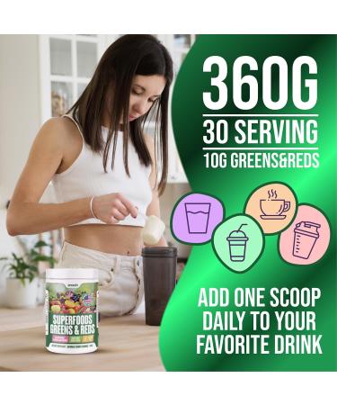 anocin Greens + Reds Superfood Powder Organic Spirulina Chlorella Wheatgrass & Berry Antioxidants Probiotics + Digestive Enzymes 30 Servings No Sugar Great Taste Mixes Smoothly - Buy Online on GoSupps.com