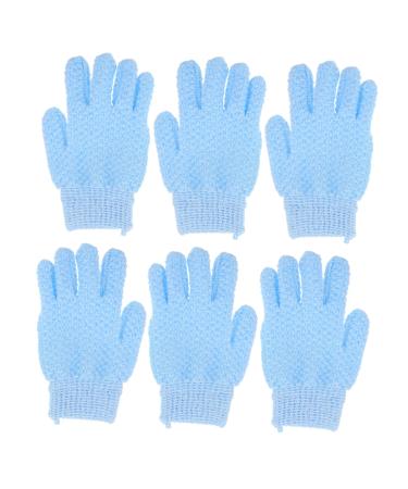 Didiseaon 3 Paires pour frotter le stores pare-soleil extincteurs ext rieurs Mitaines gommage corps Gommage corporel de peau morte de bain pour peaux mortes nylon Blue Bleu