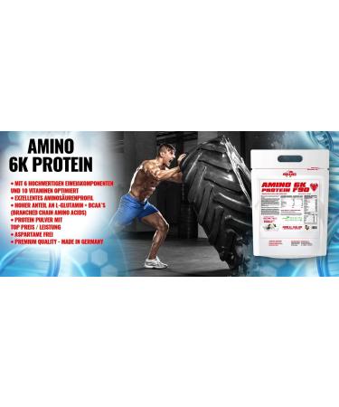 BWG Amino 6k Protein Shake - 6 Quality Protein Sources with BCAAs & Glutamine for Muscle Building | Strawberry Flavor | 1 Pack (2.5 kg) - International Shipping Available - Buy Online on GoSupps.com